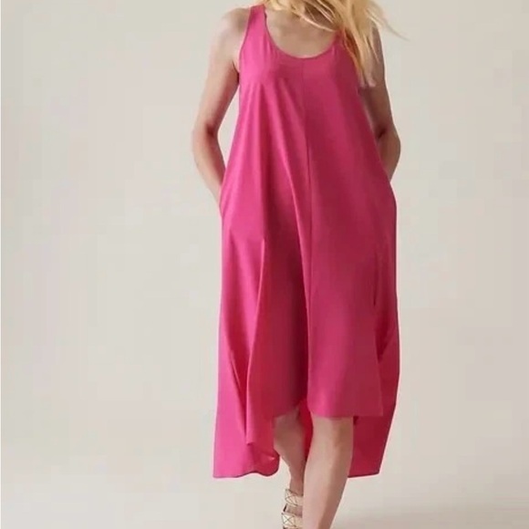 Athleta Dresses & Skirts - Athleta Bright Pink Presidio Traveler  High-Low Tank Maxi Dress